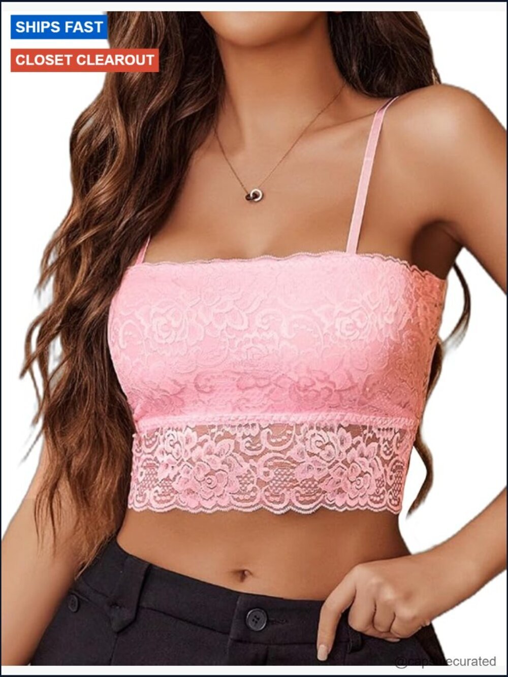 Lace Spaghetti Strap Tank Top Camisole Bralette Crop Top Slim Tube
